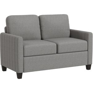 MHSTAR UK LTD HOMCOM 2 Seater Sofa, Channel Tufted Modern Fabric Couch, Upholstered Loveseat with Spring Cushion, Back Pillow, for Small Space, Living Room, Bedroom