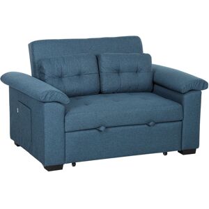 MHSTAR UK LTD HOMCOM Pull Out Sofa Bed, Fabric 2 Seater Click Clack Sofa Bed Settee, Convertible Sofa Couch with 2 Pillows and Side Pockets for Living Room, Home Of