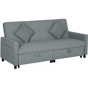 MHSTAR UK LTD HOMCOM Sectional Sofa Bed, L-Shaped 3 Seater Sofa Bed, Reversible Sleeper Sofa with Pull Out Couch Bed, Cushions, Fabric Futon Sofa Bed for Living Roo
