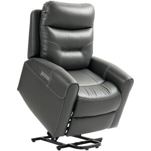MHSTAR UK LTD HOMCOM Power Lift Recliner Chair for Elderly, Overstuffed Faux Leather Riser and Reclining Chair with USB A+C Ports, Remote Control, Recliner Armchair