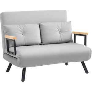 MHSTAR UK LTD HOMCOM 2 Seater Sofa Bed, Click Clack Convertible Bed Settee, Modern Velvet Feel Fabric Sofa Couch with 2 Tufted Cushions, Wood Armrests for Living Ro