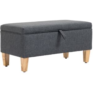 MHSTAR UK LTD HOMCOM Linen Storage Ottoman Box Toy Chest Footstool with Rubberwood Legs