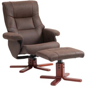 MHSTAR UK LTD HOMCOM Recliner Chair with Footstool, Upholstered Armchair with Adjustable Backrest, Leisure Lounge Chair for Living Room, Bedroom, Dark Brown