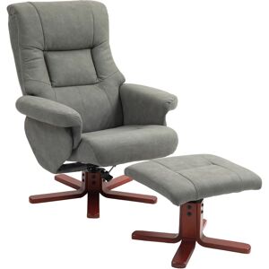 MHSTAR UK LTD HOMCOM Recliner Chair with Footstool, Upholstered Armchair with Adjustable Backrest, Leisure Lounge Chair for Living Room, Bedroom, Grey