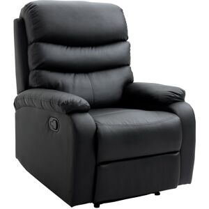 MHSTAR UK LTD HOMCOM Recliner Armchair, PU Leather Reclining Chair with Adjustable Leg Rest, for Home Living Room Theater, Black