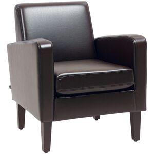 MHSTAR UK LTD HOMCOM Modern Armchair with Eucalyptus Wood Legs, PU Leather Accent Chair, Single Sofa for Living Room, Bedroom, Brown
