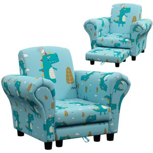 MHSTAR UK LTD AIYAPLAY Kids Armchair with Stool, 2 Piece Kids Sofa Set with Dinosaur Design, Wooden Frame, Upholstered Kids Chair for Bedroom, Playroom, Kid Room, f