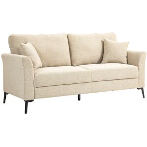 MHSTAR UK LTD HOMCOM Modern 3 Seater Sofa, Linen Fabric Sofa Couch, Upholstered Sofa Settee with Cushions and Pillows for Living Room Guest Room Bedroom Office, Bei