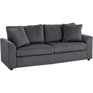 MHSTAR UK LTD HOMCOM Modern 3 Seater Sofa with Spring Cushion, 212 cm Fabric Jumbo Cord Sofa Couch with 2 Scatter Cushions, Upholstered Corduroy Settee for Living R