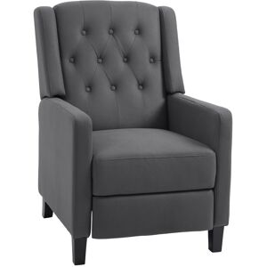 MHSTAR UK LTD HOMCOM Wingback Push Back Recliner Armchair, Microfibre Cloth Reclining Chair with Leg Rest, Button Tufted, for Home Living Room Theater, Charcoal Gre