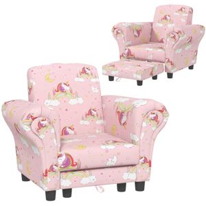 MHSTAR UK LTD AIYAPLAY Kids Armchair with Stool, 2 Piece Kids Sofa Set with Unicorn Design, Wooden Frame, Upholstered Kids Chair for Bedroom, Playroom, Kid Room, fo