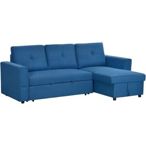 MHSTAR UK LTD HOMCOM 3 Seater Sofa Bed, L-Shaped Corner Sofa, Pull Out Sofa with Storage, Convertible Click Clack Settee Sectional Sleeper Futon for Living Room, Of