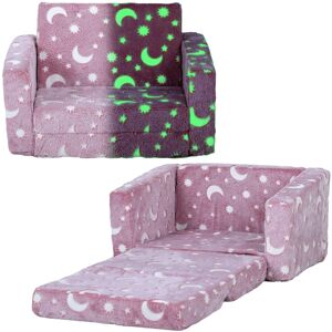 MHSTAR UK LTD AIYAPLAY Kids Chair Bed, 2 in 1 Flip Out Kids Armchair with Glow in The Dark Stars Moon Design, Washable Cushion and Cover, Convertible Sofa to Lounge