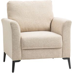 MHSTAR UK LTD HOMCOM Modern Armchair, Linen Fabric Upholstered Accent Chair with Metal Legs, Wood Frame and Padded Cushion for Living Room Bedroom Office, Beige