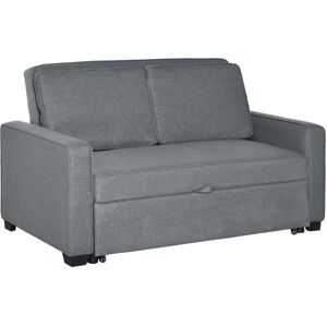 MHSTAR UK LTD HOMCOM 2 Seater Pull Out Sofa Bed, Fabric Click Clack Sofa Bed with Wood Legs, Convertible Sleeper Couch for Living Room, Guest Room, Grey