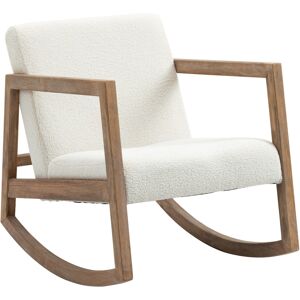 MHSTAR UK LTD HOMCOM Rocking Chair, Upholstered Sofa Armchair with Cushion and Wood Base for Living Room and Bedroom, Cream White