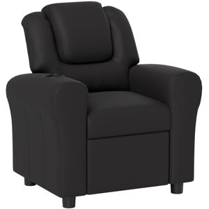 MHSTAR UK LTD HOMCOM Kids Recliner Chair, Kids Armchair, PU Leather Kids Chair, Toddler Armchair with Adjustable Backrest & Footrest, Padded Headrest, Cup Holder, f