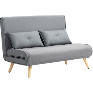 MHSTAR UK LTD HOMCOM 2 Seater Sofa Bed, Click Clack Convertible Bed Settee with Adjustable Backrest, Modern Linen Feel Fabric Recliner Sofa Couch with Pillows for L