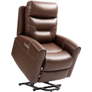 MHSTAR UK LTD HOMCOM Power Lift Recliner Chair for Elderly, Overstuffed Faux Leather Riser and Reclining Chair with USB A+C Ports, Remote Control, Recliner Armchair