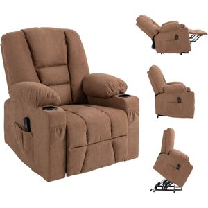 MHSTAR UK LTD HOMCOM Riser Recliner Chair for Elderly, Lift, Brown Fabric
