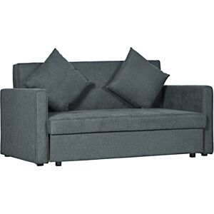 MHSTAR UK LTD HOMCOM 2 Seater Sofa Bed, Convertible Bed Settee, Modern Fabric Loveseat Sofa Couch with 2 Cushions, Hidden Storage for Living Room, Guest Room, Dark