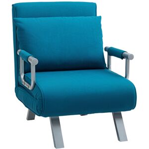 MHSTAR UK LTD HOMCOM Modern 4-In-1 Single Chair Bed Sleeper Foldable Portable Armchair Bed Chair Lounge Couch with Pillow for Living Room, Bedroom, Blue