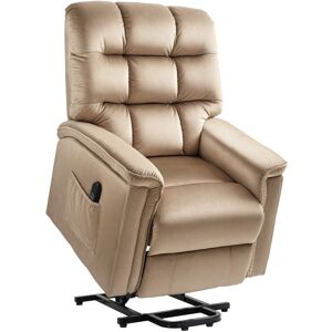 MHSTAR UK LTD HOMCOM Power Lift Recliner Chair for Elderly, Velvet Fabric Electric Riser and Recliner Armchair for Living Room with Remote Control and 2 Side Pocket