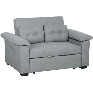 MHSTAR UK LTD HOMCOM Pull Out Sofa Bed, Fabric 2 Seater Click Clack Sofa Bed Settee, Convertible Sofa Couch with 2 Pillows and Side Pockets for Living Room, Home Of