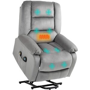 MHSTAR UK LTD HOMCOM Power Lift Riser and Recliner Chair with Vibration Massage and Heat, Velvet Fabric Electric Recliner Armchair for Elderly with Remote Controlle