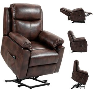 MHSTAR UK LTD HOMCOM Power Lift Chair Electric Riser Recliner for Elderly, Faux Leather Sofa Lounge Armchair with Remote Control and Side Pocket, Dark Brown