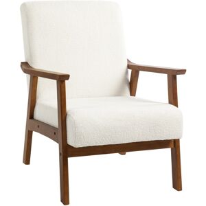 MHSTAR UK LTD HOMCOM Armchair with Wide Seat, Boucle Accent Chair, Thick Padded Occasional Chair with Solid Wood Frame for Living Room Bedroom Home Office Reception
