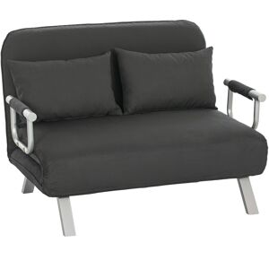 MHSTAR UK LTD HOMCOM 2 Seater Sofa Bed, Click Clack Convertible Bed Settee, Modern Velvet Feel Fabric Sofa with 2 Cushions for Living Room, Bedroom, Guest Room, Cha