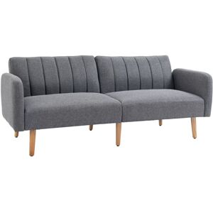 MHSTAR UK LTD HOMCOM Two Seater Sofa Bed, Convertible Linen Fabric Sofa Couch, Click Clack Sofabed with Adjustable Split Backrest for Living Room, Bedroom, Guest Ro