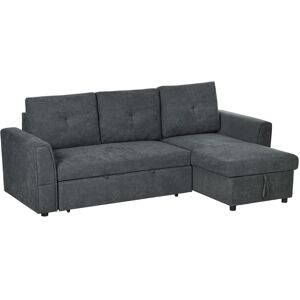 MHSTAR UK LTD HOMCOM 3 Seater Sofa Bed, L-Shaped Corner Sofa, Pull Out Sofa with Storage, Convertible Click Clack Settee Sectional Sleeper Futon for Living Room, Of