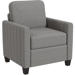 MHSTAR UK LTD HOMCOM Armchair, Channel Tufted Modern Fabric Accent Chair, Comfy Upholstered Reading Lounge with Spring Cushion, Back Pillow, for Living Room, Bedroo