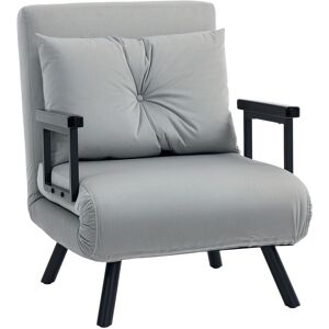 MHSTAR UK LTD HOMCOM Single Chair Bed, Click Clack Convertible Bed Settee, Modern Velvet Feel Fabric Chair Couch with 1 Tufted Cushion, Wood Armrests, for Living Ro