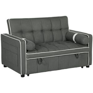 MHSTAR UK LTD HOMCOM 3-In-1 Convertible 2 Seater Sofa Bed, Click Clack Pull Out Sofa Bed with Adjustable Backrest and Pillows, Modern Tufted Bed Settee for Living R