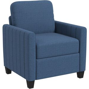 MHSTAR UK LTD HOMCOM Armchair, Channel Tufted Modern Fabric Accent Chair, Comfy Upholstered Reading Lounge with Spring Cushion, Back Pillow, for Living Room, Bedroo