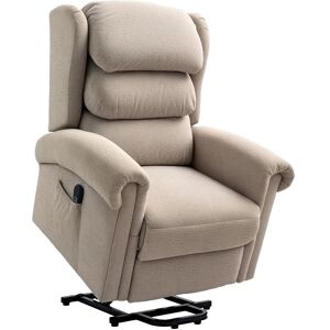 MHSTAR UK LTD HOMCOM Power Lift Recliner Chair for Elderly, Velvet Electric Riser and Recliner Armchair for Living Room with Remote Control, 2 Side Pockets, Thick P