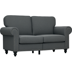 MHSTAR UK LTD HOMCOM 2 Seater Sofa, Fabric Sofa Couch with Nailhead Trim Rolled Arm and Slatted Wood Frame, Upholstered Loveseat Settee for Living Room, Bedroom, Ho