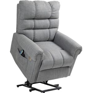 MHSTAR UK LTD HOMCOM Power Lift Chair for Elderly, Electric Recliner Armchair with Massage and Heat, Type C and USB Ports, Fabric Riser and Reclining Chair with Sid