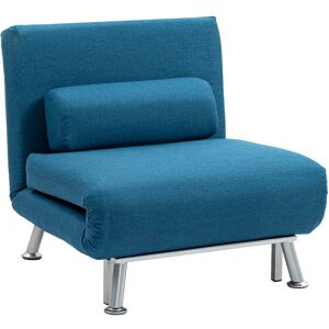 MHSTAR UK LTD HOMCOM Single Sofa Bed, Chair Bed, 3-in-1 Convertible Sleeper Chair with Adjustable Backrest, Pillow, for Living Room, Bedroom, Blue