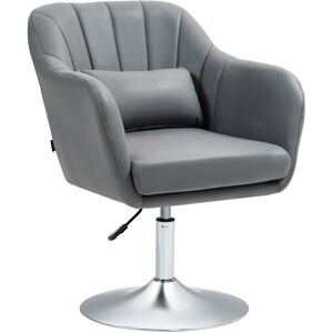 MHSTAR UK LTD HOMCOM Swivel Microfibre Accent Chair for Living Room Contemporary Vanity Armchair with Adjustable Height Thick Cushion Lumbar Support Armrest for Bed