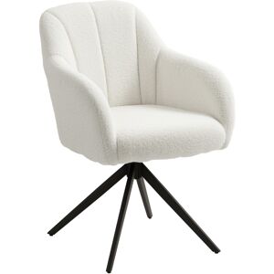 MHSTAR UK LTD HOMCOM 360 Degree Swivel Accent Chair, Teddy Fleece Fabric Armchair, Upholstered Tufted Vanity Chair with Steel Legs for Living Room, Bedroom, Home Of