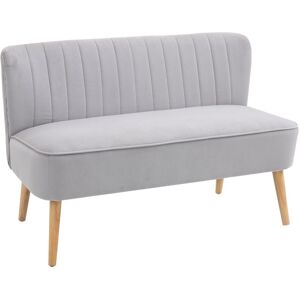MHSTAR UK LTD HOMCOM Velvet-Feel Double Sofa w/ Wood Frame Foam Padding High Back, Grey