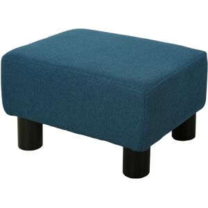MHSTAR UK LTD HOMCOM Linen Fabric footstool footrest Small Seat Foot Rest Chair Ottoman Home Office with Legs 40 x 30 x 24cm Blue