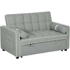 MHSTAR UK LTD HOMCOM 3-In-1 Convertible 2 Seater Sofa Bed, Click Clack Pull Out Sofa Bed with Adjustable Backrest and Pillows, Modern Tufted Bed Settee for Living R