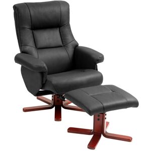 MHSTAR UK LTD HOMCOM Recliner Chair with Footstool, Upholstered Armchair with Adjustable Backrest, Leisure Lounge Chair for Living Room, Bedroom, Black