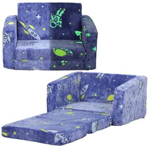 MHSTAR UK LTD AIYAPLAY Kids Chair Bed, 2 in 1 Flip Out Kids Armchair with Glow in The Dark Cosmic Design, Washable Cushion and Cover, Convertible Sofa to Lounger fo