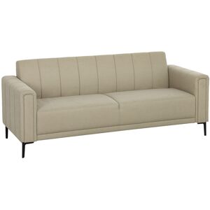 MHSTAR UK LTD HOMCOM 3 Seater Sofa, Modern Fabric Sofa Couch, Channel Tufted Upholstered Sofa Settee for Living Room, Guest Room, Bedroom, Home Office, Khaki